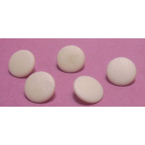Lot De 5 : Bouton À Queue Blanc Bombé " Rugueux " - Résine - Diamètre 15 Mm