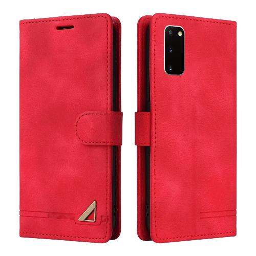 Flip Étui Pour Samsung Galaxy S20 Étui En Cuir Antichoc Couverture Rabotant Portefeuille Simple Entreprise - Rouge