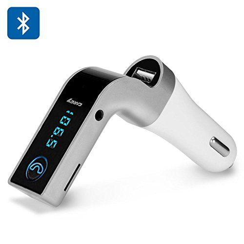 Kit Mains Libres pour Voiture Auto Transmetteur FM sans-fil Bluetooth avec Chargeur USB et prise Jack compatible avec smartphones Blanc - HOBBY TECH