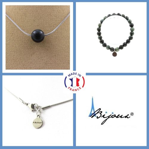 Parure Bijoux Bracelet Collier 1 Perle Seraphinite De Russie 8 Mm. Taille Personnalisable.