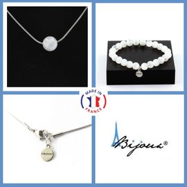 Parure Bracelet Collier 1 Perle Selenite Du Maroc 8 Mm. Chaine En Taille Personnalisable.