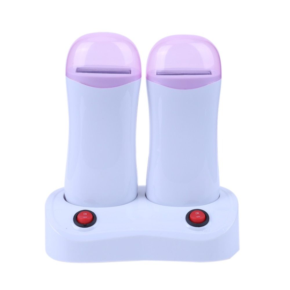 2 Pieces Rouleau Electrique Sur Chauffe-Cire Base Epilateur Rechargeable Epilatoire Cire Chaude Haricot Corps Epilation Machine Eu Plug 