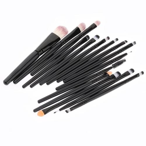 15 Pieces/Ensemble De Pinceaux De Maquillage Pour Femmes Manche En Bois Pinceaux De Maquillage Fond De Teint Fard À Paupieres Melange De Sourcils Stylos De Maquillage Cosmetique 