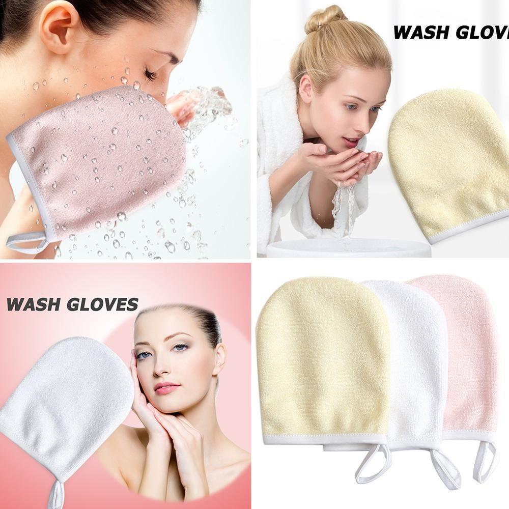 vert-Gant démaquillant réutilisable, serviette de nettoyage en profondeur  du visage en microfibre, tampons de