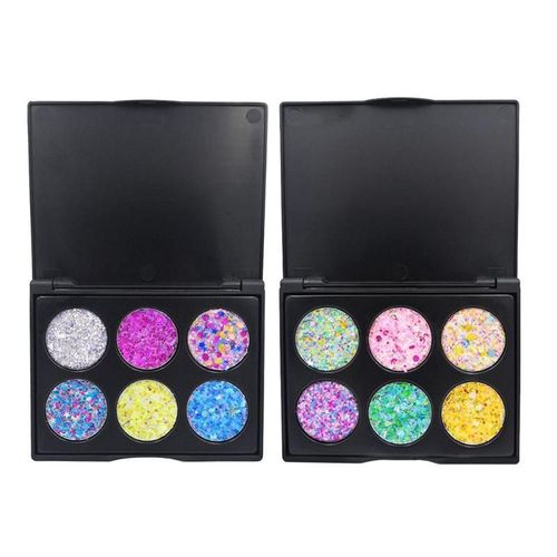 Popfeel 6 Couleurs Femme Impermeable Paillettes Ombre À Paupieres Pôlette Brillant Metaux Poudre Longue Duree Diamant Ombre À Paupieres Kits 