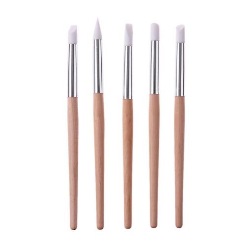 5 Pieces Manche En Bois Gel De Silice Stylo Sculpte Creux Stylo Ongles Art Vernis Outil 