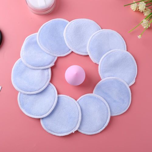 10 Pieces 3 Couches Velours Doux Demaquillant Tampons Lavable Reutilisable Bambou Fiber Maquillage Lingette Coton Tampon Outils Cosmetiques 