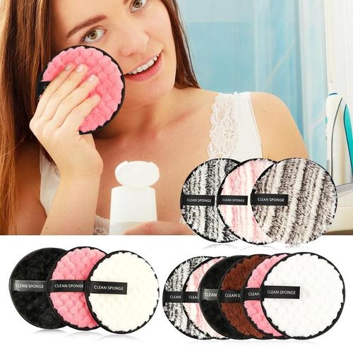 3 Pieces/6 Pieces Doux Microfibre Cosmetique Bouffee Tissu Pad Reutilisable Demaquillant Coton Pad Visage Nettoyage Lavage Bouffee Cosmetique Outils 