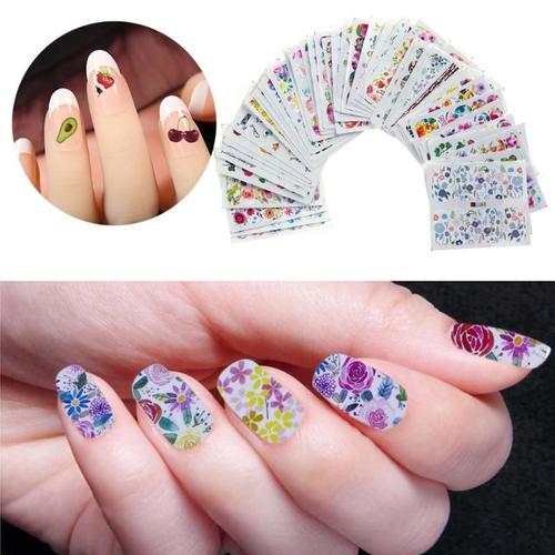 48 Feuilles Douce Nail Art Fleur Dessins Transfert D'eau Mixte Ongles Autocollants Decalcomanie Manucure Decoration Beaute Ongles Outil Mode 