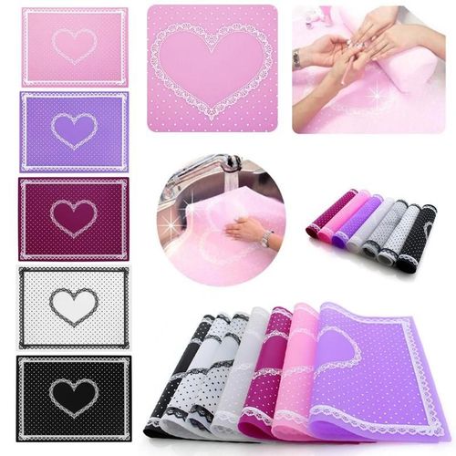 28*21cm Silicone Nail Art Main Pad Dentelle Vague Point Pliable Nail Art Repose-Mains Coeur Pliant Lavable Silicone Manucure Tapis 