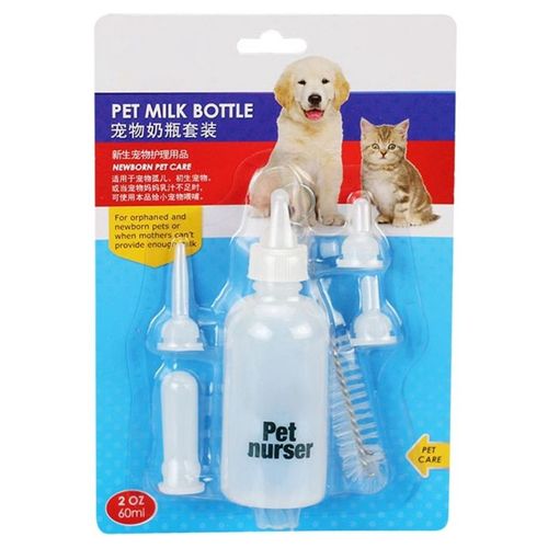 60ml Nouveau-Ne Animal De Compagnie Petit Chien Chiot Chat Chaton Lapin Lait Soins Infirmiers Chiot Lait Biberon Ensemble 