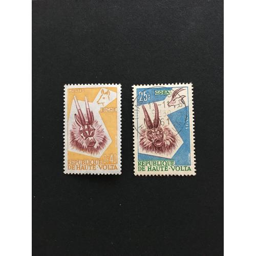 Lot De 3 Timbres Haute Volta 1961-1967 Coba Et Biche Agame Art Et Animaux