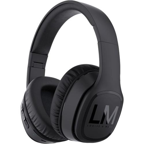 Casque Bluetooth sans Fil, Louise&Mann Casque Audio Pliable,Filaire et sans fil avec micro intégré,Grande autonomie,protège-oreilles en mousse souple & housse de transport pour Téléphones,Portables,TV