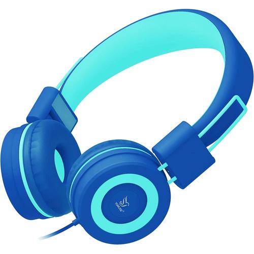 Camo Casque Audio Enfant, Casque Auriculaire avec Fil, Pliable Casque Audio Stéréo, Ecouteurs Enfants Filaire Ajustable Headphones pour Téléphones/PC/Tablettes/TV (Bleu Ciel)