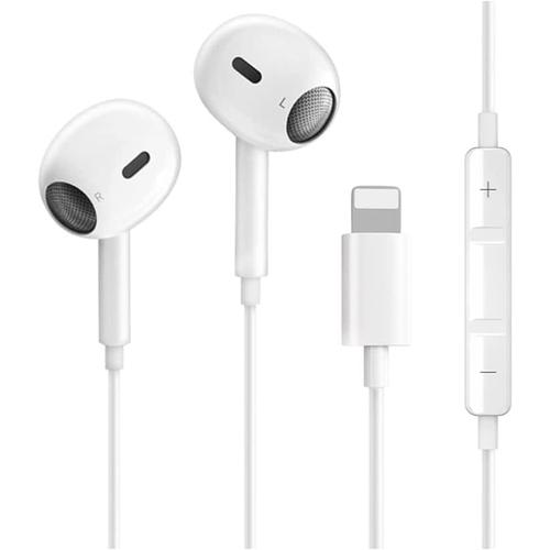 EnergieMAX Écouteurs Intra-Auriculaires Bluetooth filaires avec Microphone intégré et contrôle du Volume Soutien avecCompatible avec Tous Les iOS systèmes-Blanc