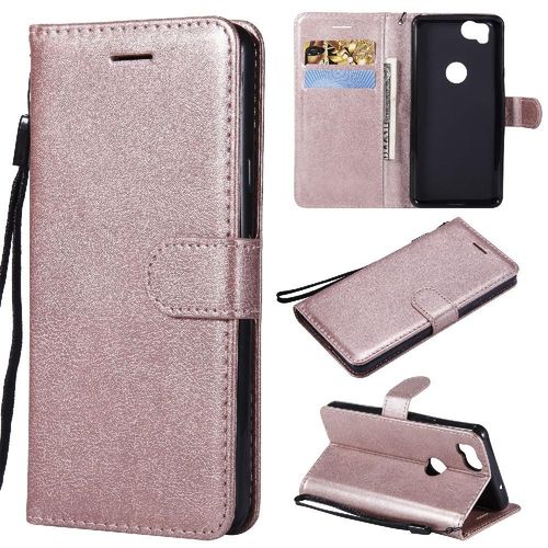 Flip Étui Pour Google Pixel 2 Étui De Téléphone Portefeuille D'affaires Avec Fente Pour Carte Cuir De Haute Qualité Couleur Solide Classique - Couleur Rose