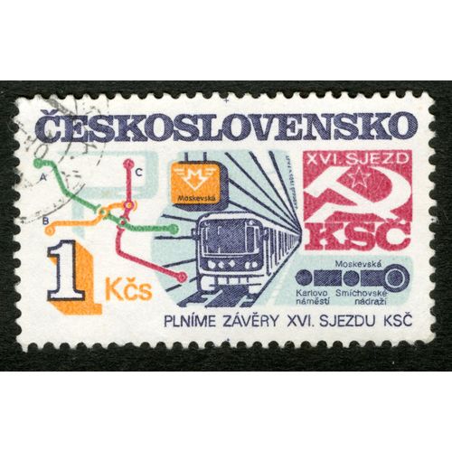 Timbre Oblitéré Ceskoslovensko, Plnime Zavery Xvi Sjezdu Ksc, 1 Kcs