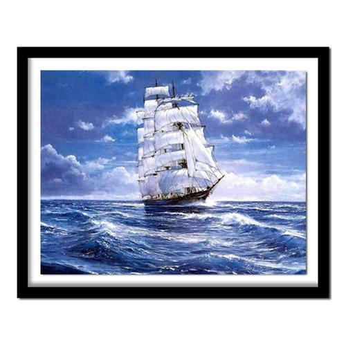 A6130 Broderie Diamant Carre Complet Mer Et Bateau Diamant Point De Croix 5d Bri Diamant Peinture Bricolage , Cadre Non Inclus