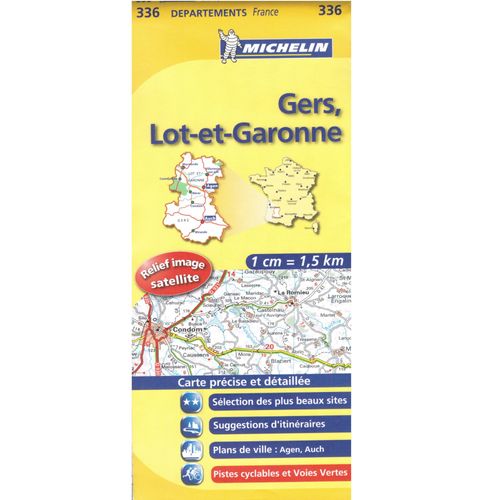 Carte Département France Michelin Gers, Lot-Et-Garonne