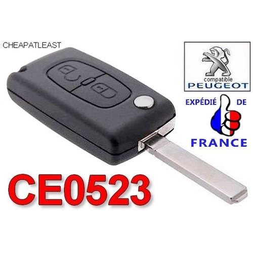 Coque Clé Télécommande Plip Peugeot 308 - 807 - 3008 - 5008 - Bipper - Partner - Expert - Tepee - 2 Boutons Ce0523 + Clé Vierge Sans Rainure