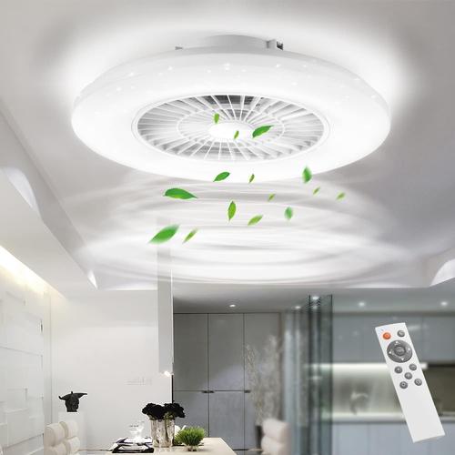 60CM LED Plafonnier avec ventilateur,Plafonnier 24 niveaux Vitesses du vent,Lumière de gradation continue,3000-5500K,Whit