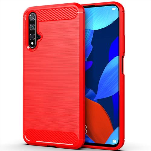 Etui Housse Etui Housse Huawei Nova 5t Pro Silicone Antichoc Coque Fibre De Carbone Souple Coque Etui Pour Huawei Nova 5t Pro Rouge