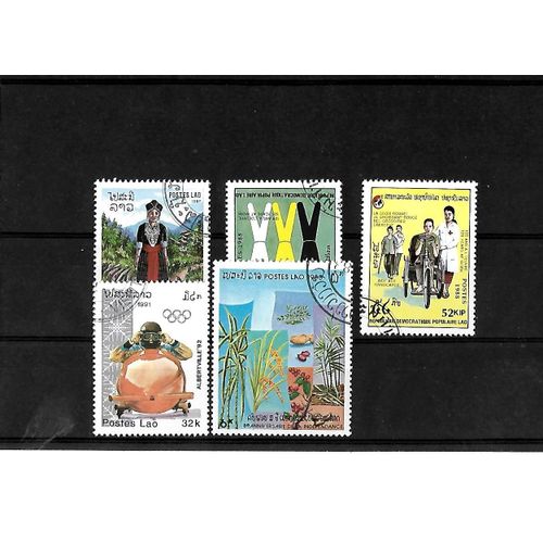 Laos-Lot De 5 Timbres Oblitérés-Très Bon Etat