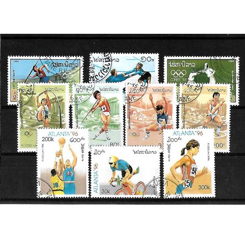 Laos-Lot De 10 Timbres Oblitérés-Très Bon Etat