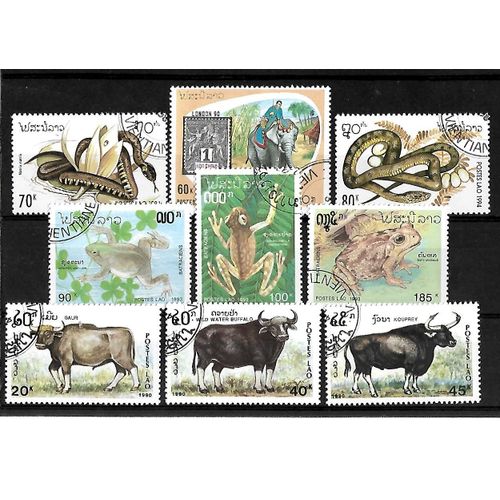 Laos-Lot De 9 Timbres Oblitérés-Très Bon Etat