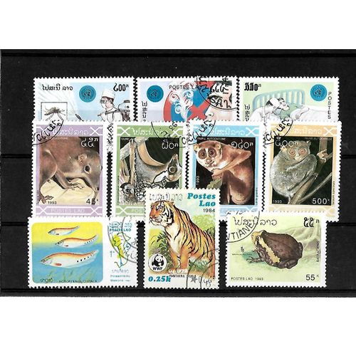 Laos-Lot De 10 Timbres Oblitérés-Très Bon Etat
