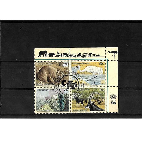 Nations Unis-Genève-1993-Endangered Species-Planche De 4 Timbres Oblitérés-Très Bon Etat