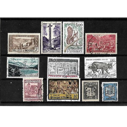 Andorre-Lot De 11 Timbres Oblitérés-Très Bon Etat