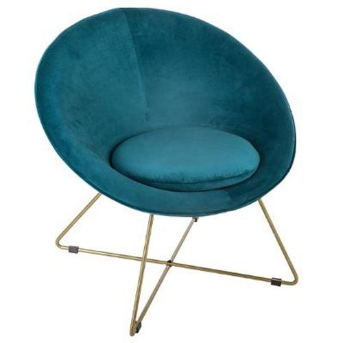 Fauteuil Design En Velours "Gold Evan" 76cm Bleu