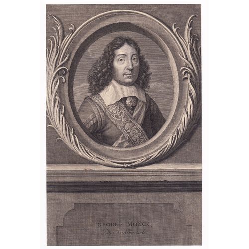Gravure 1713 Portrait Xviiie George Monck Duc Albemarle Aumale England Cromwell Ireland Wars Of The Three Kingdoms