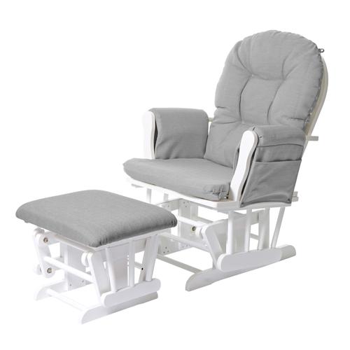 Fauteuil Relax Hwc-C76 Fauteuil À Bascule, Rocking-Chair, Tissu   Gris Clair, Monture Blanche