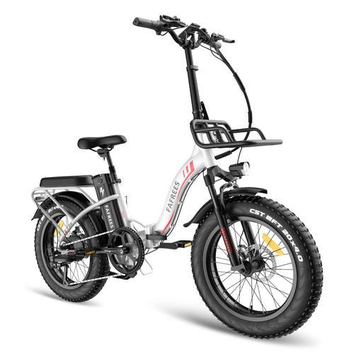 Vélo Électrique Pliable Fafrees F20 Max 20 Pouces Autonomie 120km Amortisseur Avant Fat Bike Batterie 48v22.5ah Blanc