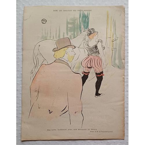 Le Rire # 84 Juin 1896 Dessin De Toulouse Lautrec Mrs Lona Barrison Folies Bergere