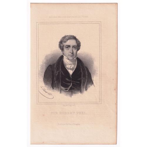 Gravure 1848 Portrait Robert Peel Grande Bretagne Premier Ministre Angleterre Economie Du Libre Echange