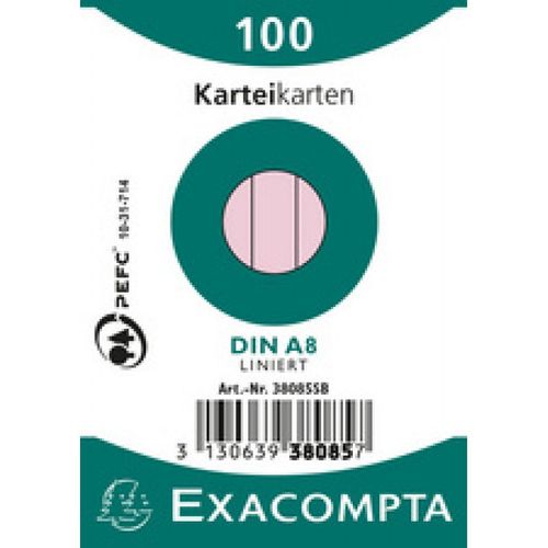 Exacompta Exacompta Fiches Bristol, A8, Ligné, Rose Noir