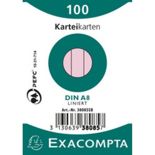 Exacompta Exacompta Fiches Bristol, A8, Ligné, Rose Noir