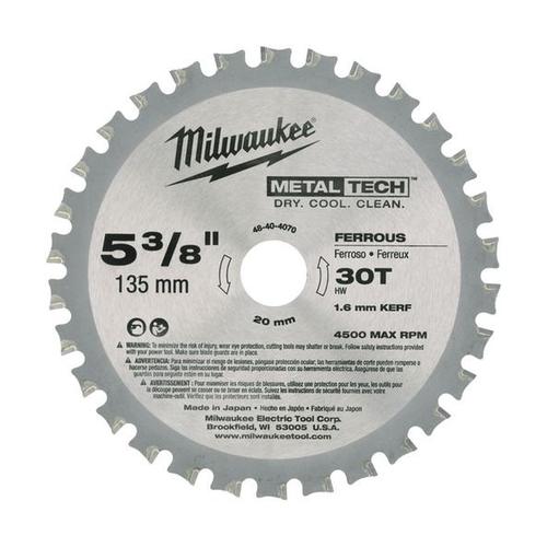 Lame scie circulaire métal MILWAUKEE Ø 135 mm - 30 dents - 48404070