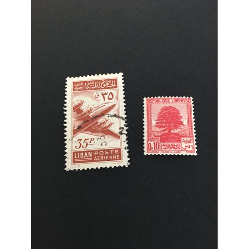 2 Timbres Poste Arrienne Anciens Liban