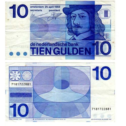 Nl Billet Pays-Bas 10 Gulden 1968