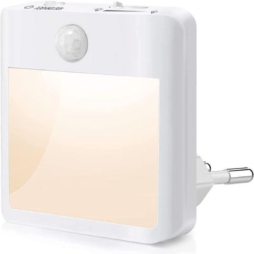 Veilleuse Prise Electrique, [Lot De 2] Veilleuse Avec Détecteur De Mouvement (On/Auto/Off), Veilleuse Led Dimmable 3500k Blanc Chaud, Veilleuse Enfant Pour Chambre, Couloir, Escalier, Cuisine, Salon