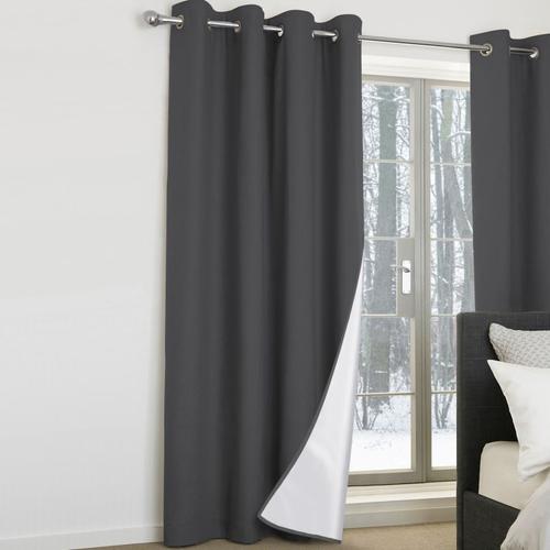 Lot De 2 Rideaux Thermiques Gris Anthracite 135x240 Cm