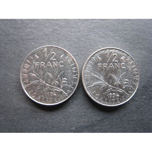 2 Variantes De Pièces De Monnaie 1/ 2 Franc Semeuse - France 1994 - 2 Frappes Différentes