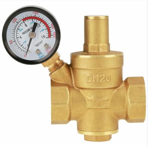 DN20 Vanne de réduction de pression d'eau réglable en laiton avec Manomètre Compteur de pression, Réducteur réglable de pression d'eau en laiton (DN20)