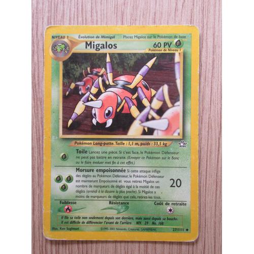 Carte Pokemon Migalos 60 Pv 27/111 Néo Génésis Wizards