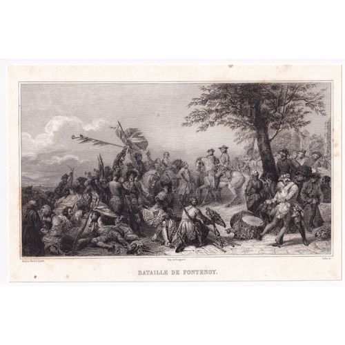 Gravure 1858 Bataille De Fontenoy Pays-Bas Autrichiens Belgique Guerre De Succession D'autriche