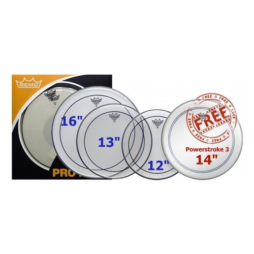 Remo Pp-0312-Ps - Propack (Pinstripe Transparente 12", 13", 16" + P3-0114-Bp 14" Gratuite)